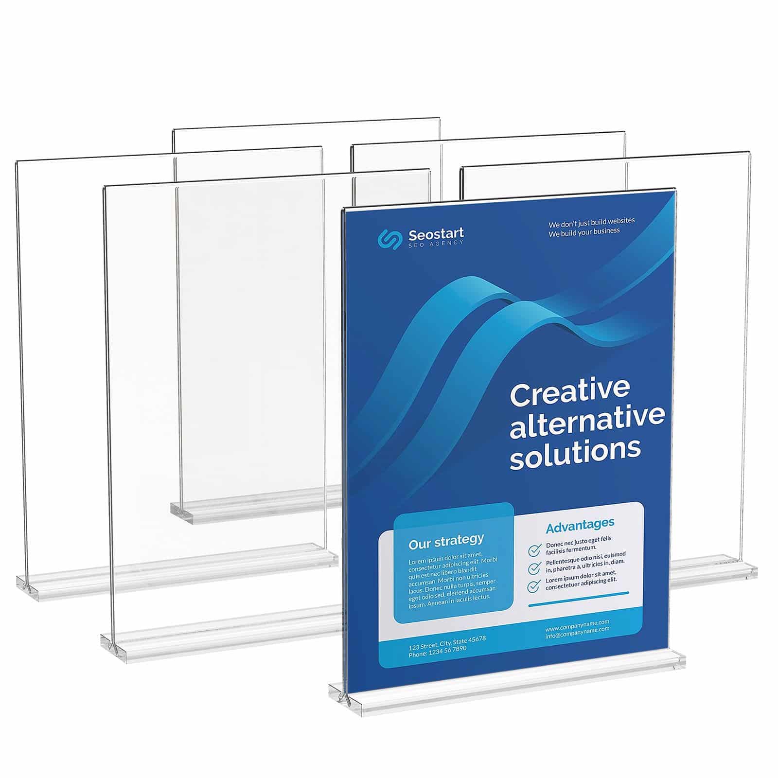 VEVOR Clear Acrylic Sign Holder 6-Pack, A4 Double-Sided T-Shape Display Stand for Menu, Photo, Office, Restaurant, Wedding