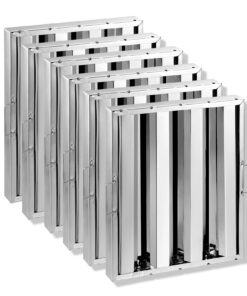 Коммерческие фильтры VEVOR из нержавеющей стали для вытяжек, 39.4x49.5 см, 3-жёлобные жироуловители для ресторанов, 6 шт.