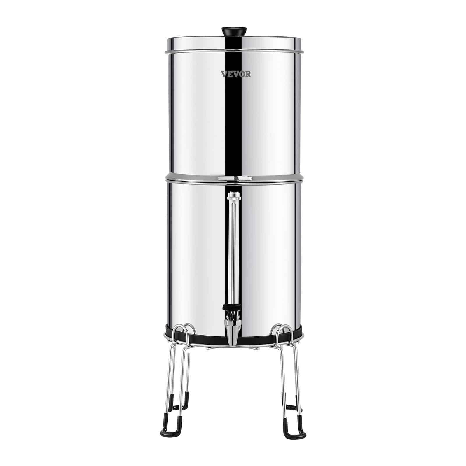VEVOR 8.5L Gravity Water Filter, 304 Stainless Steel Countertop System with 2 Ceramic Carbon Filters, Reduces Chlorine & Lead - Image 9