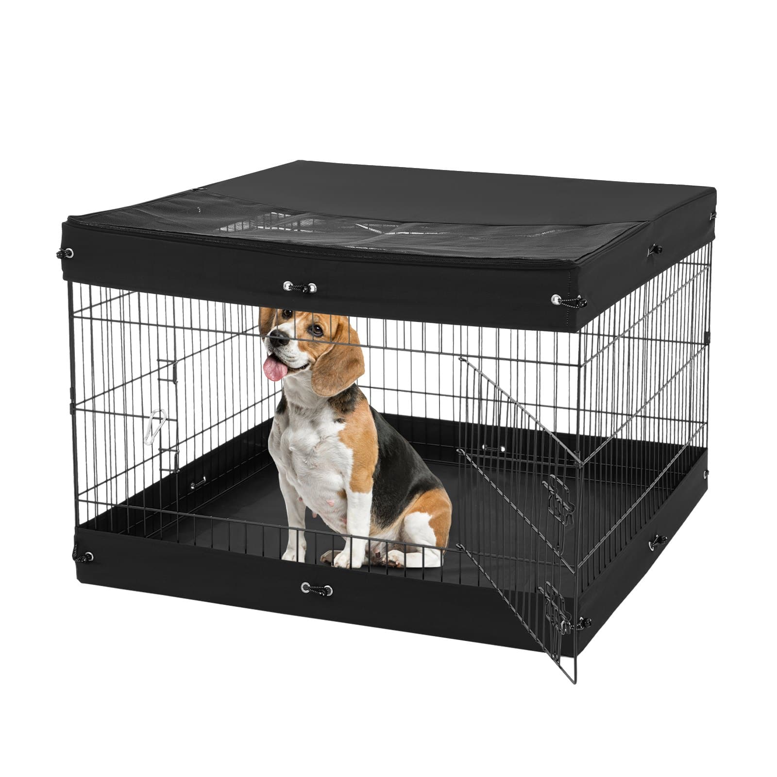 VEVOR Foldable Metal Dog Playpen with 4 Panels 61x91cm, Door, Top Cover & Mat – Indoor/Outdoor Pet Fence for Small Animals