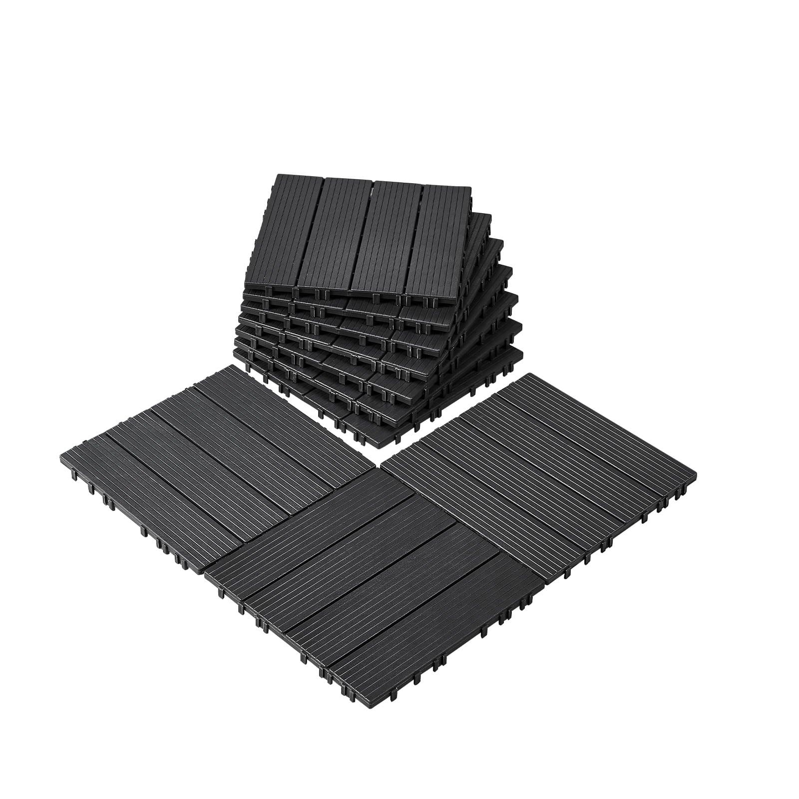 VEVOR ühendatavad terrassiplaadid 10 tk, 30x30 cm, 0.93 m², veekindlad, libisemiskindlad, tumehallid väliplaadid