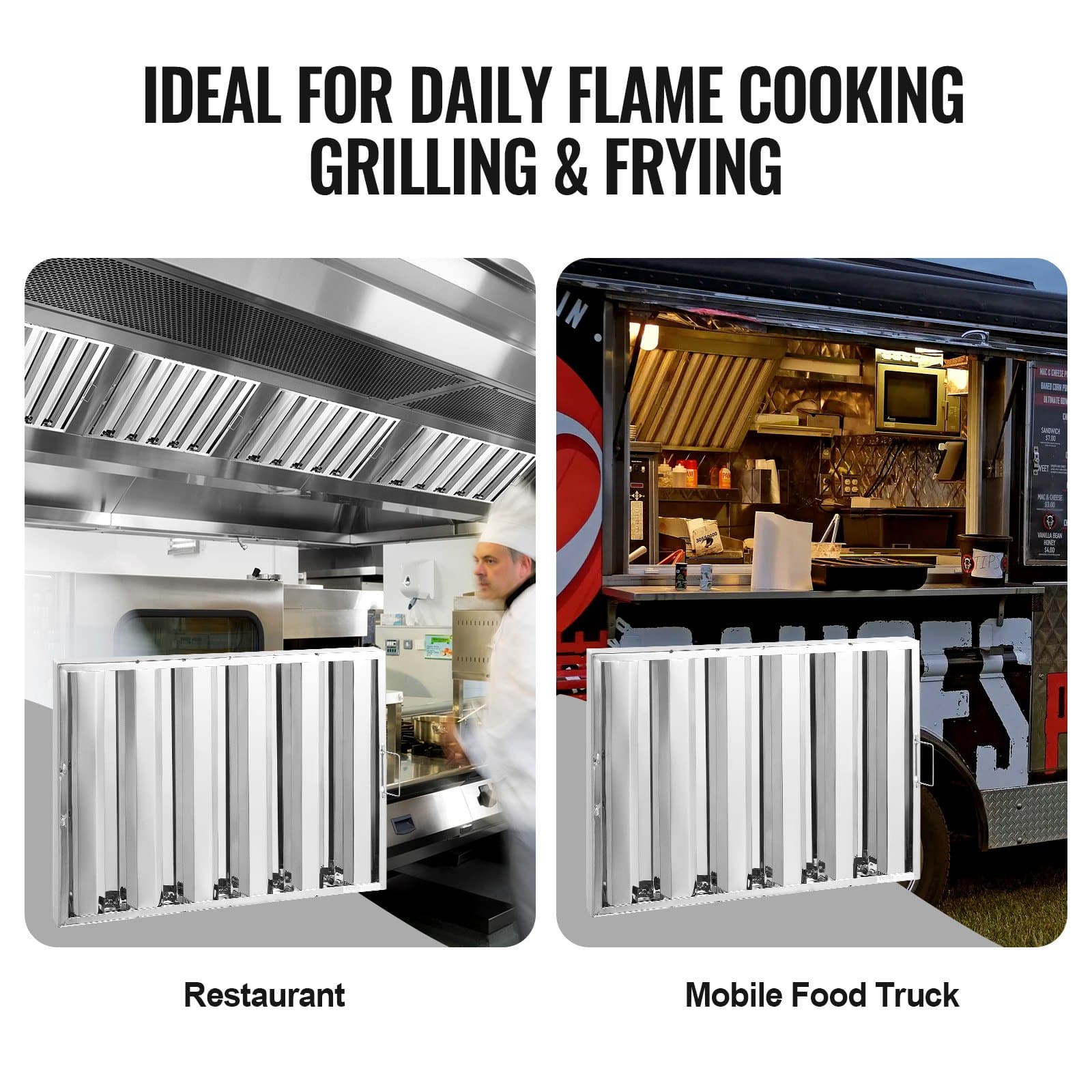 VEVOR Stainless Steel Baffle Grease Filter 62.2x49.5 cm, 5 Grooves, Pack of 2 for Commercial Kitchen Range Hood — изображение 7