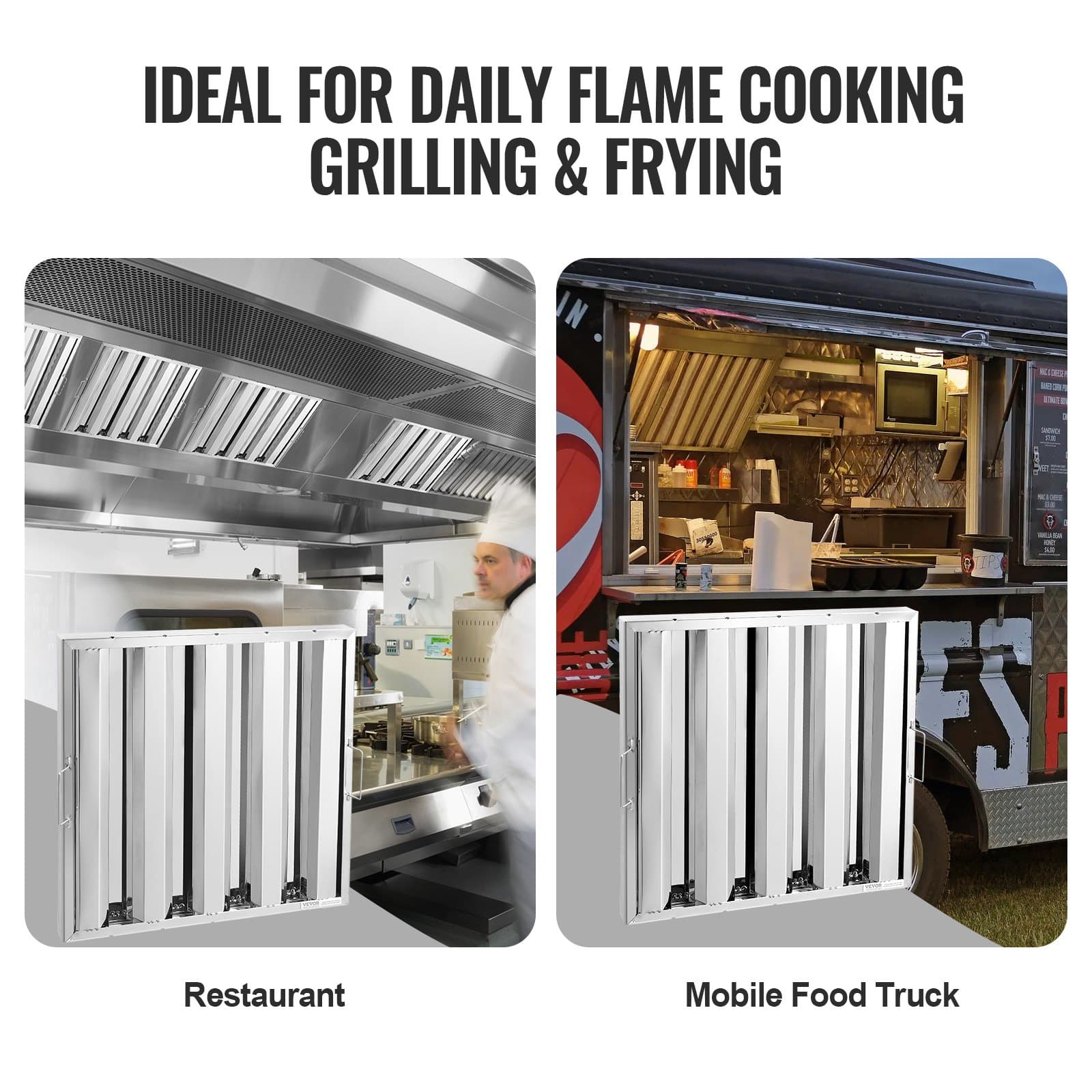 VEVOR Stainless Steel Baffle Grease Filter for Commercial Kitchen Hoods, 49.5x49.5 cm, 4 Grooves, Easy Clean, 1 Piece — изображение 7