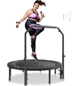 VEVOR 132 см Складной Фитнес-Батут, Регулируемая Ручка (4 Уровня), До 204 кг, Тихий Батут для Взрослых для Дома и Сада