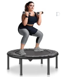 VEVOR 91см Складной Мини Батут для Фитнеса для Взрослых, Нагрузка до 100кг, Тихий Батут для Дома/Сада с Натяжными Лентами