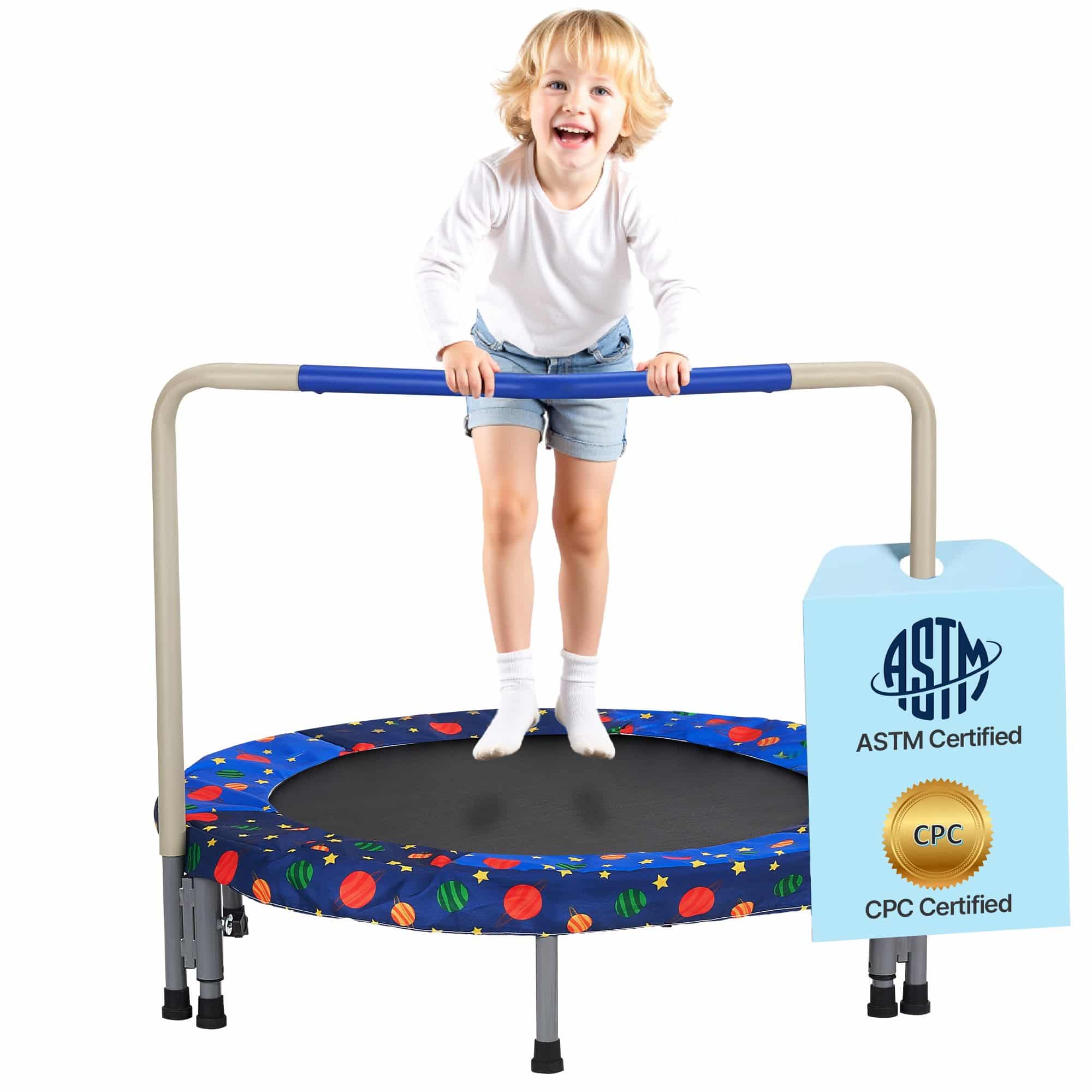 VEVOR 91cm Kids Trampoline, Foldable Mini Rebounder with Handle for Indoor & Outdoor Use, Safe Fun for Children 3+ Years