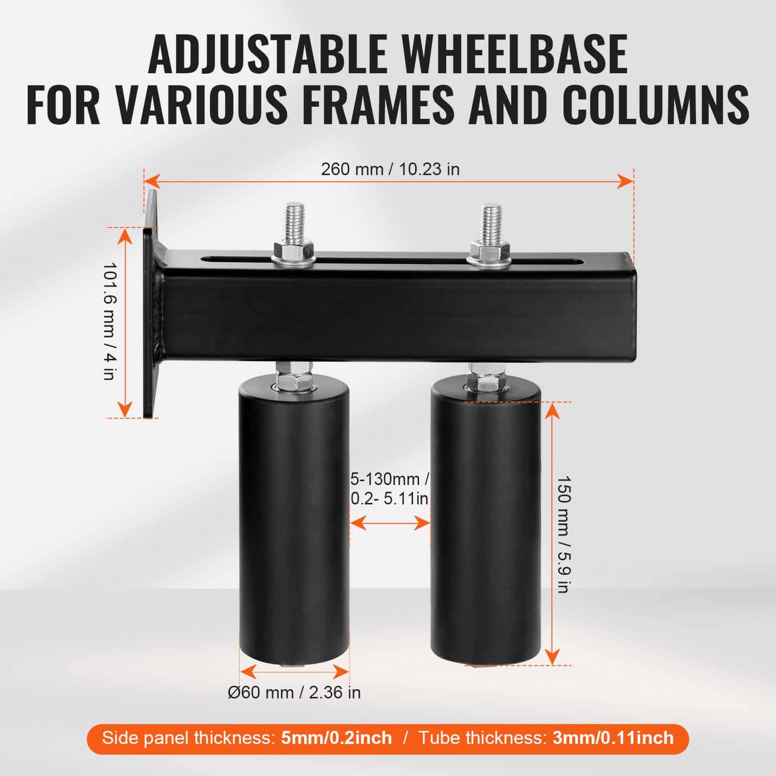 VEVOR Heavy-Duty Sliding Gate Hardware Kit with 15 cm Nylon Rollers & T-Bracket – Adjustable, Rust-Resistant, Easy Install - Image 4