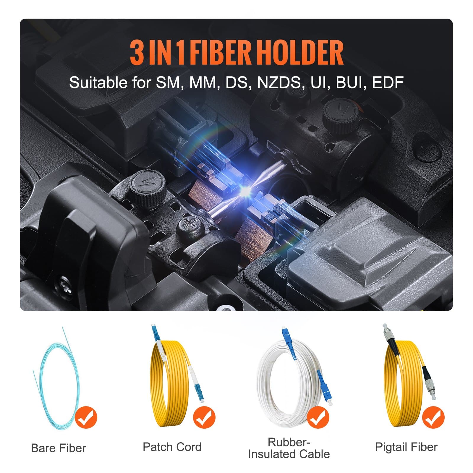 VEVOR Fiber Fusion Splicer with 6 Motors, Core Alignment, 5" Touchscreen, 7800mAh Battery, for SM/MM/DS/NZDS Fibers - Image 5