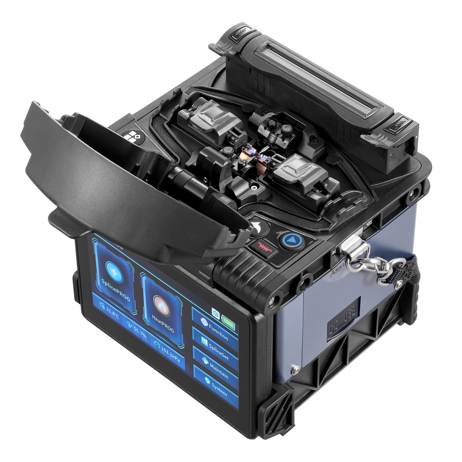 VEVOR Fiber Fusion Splicer with 6 Motors, Core Alignment, 5" Touchscreen, 7800mAh Battery, for SM/MM/DS/NZDS Fibers - Image 12
