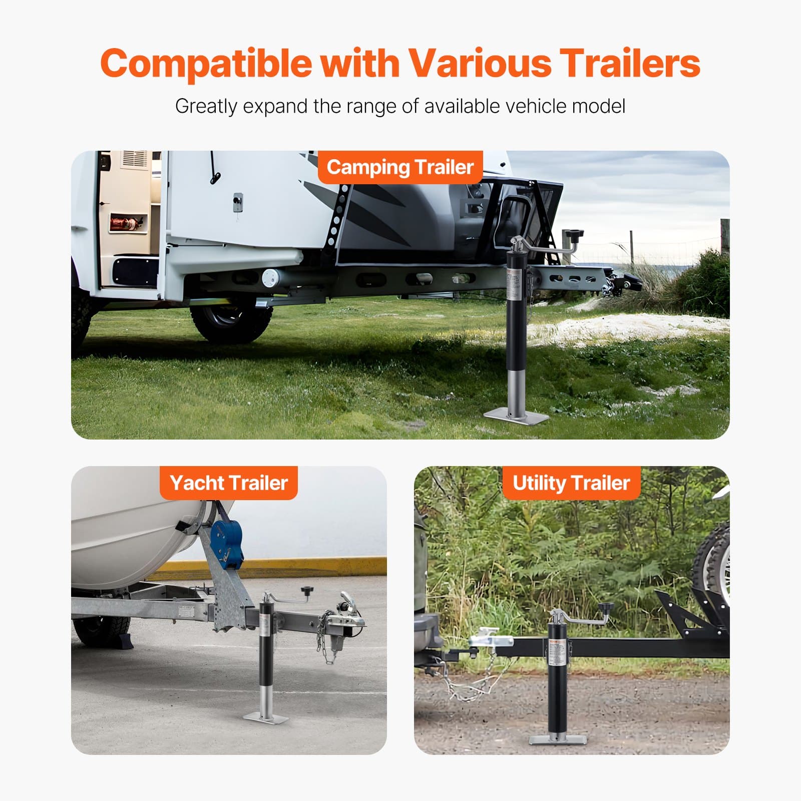 VEVOR 900 kg Swivel Trailer Jack, Weld-On Pipe Mount, 25 cm Lift, Manual Crank, for RV, Horse, Utility, and Yacht Trailers — изображение 6