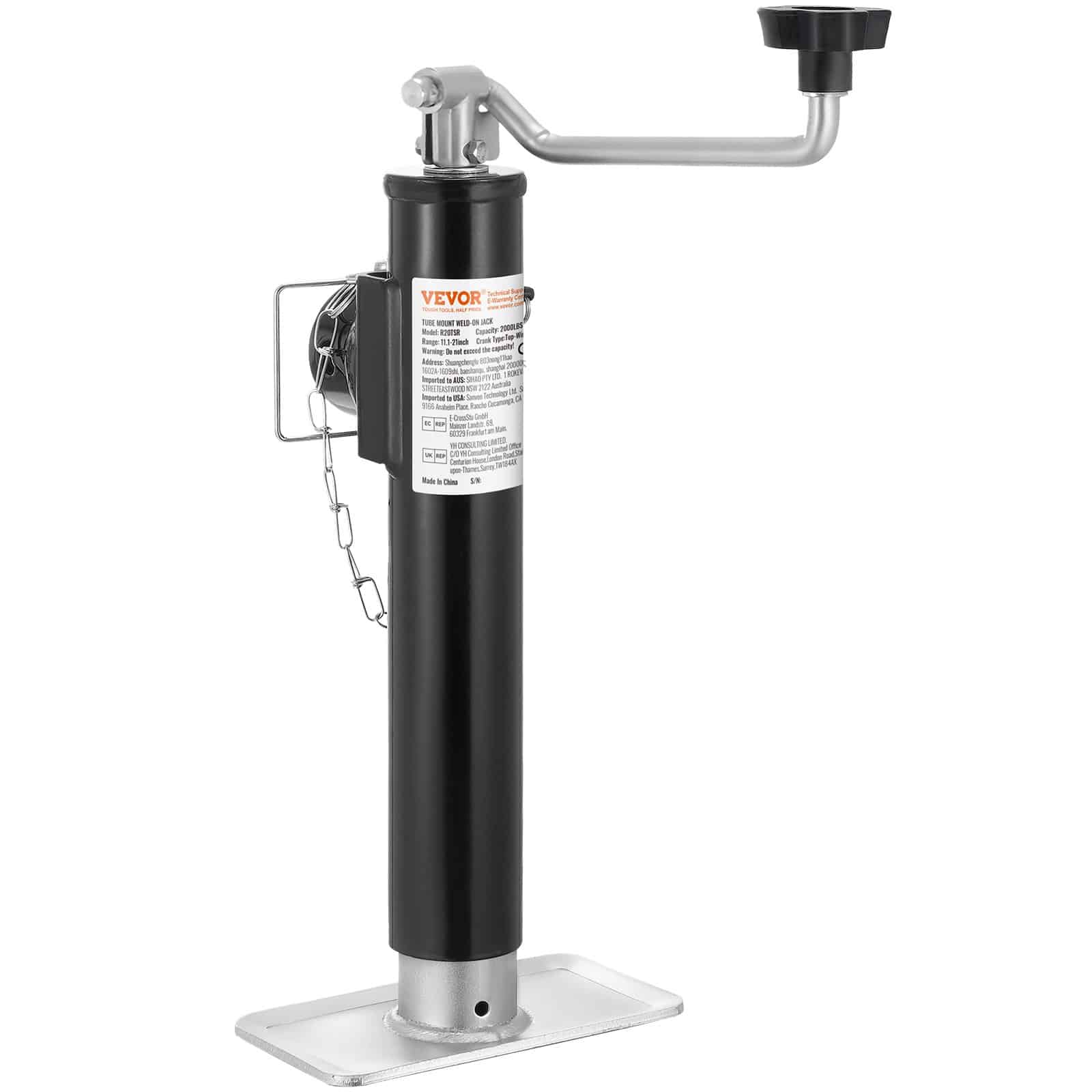 VEVOR 900 kg grozāms piekabes domkrats, metināms, 25 cm pacelšana, rokas kloķis, RV, zirgu, lietderības un jahtu piekabēm