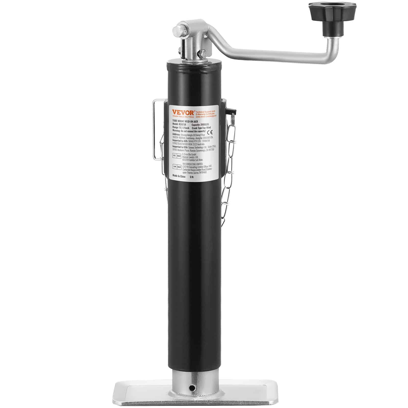 VEVOR 900 kg Swivel Trailer Jack, Weld-On Pipe Mount, 25 cm Lift, Manual Crank, for RV, Horse, Utility, and Yacht Trailers — изображение 11
