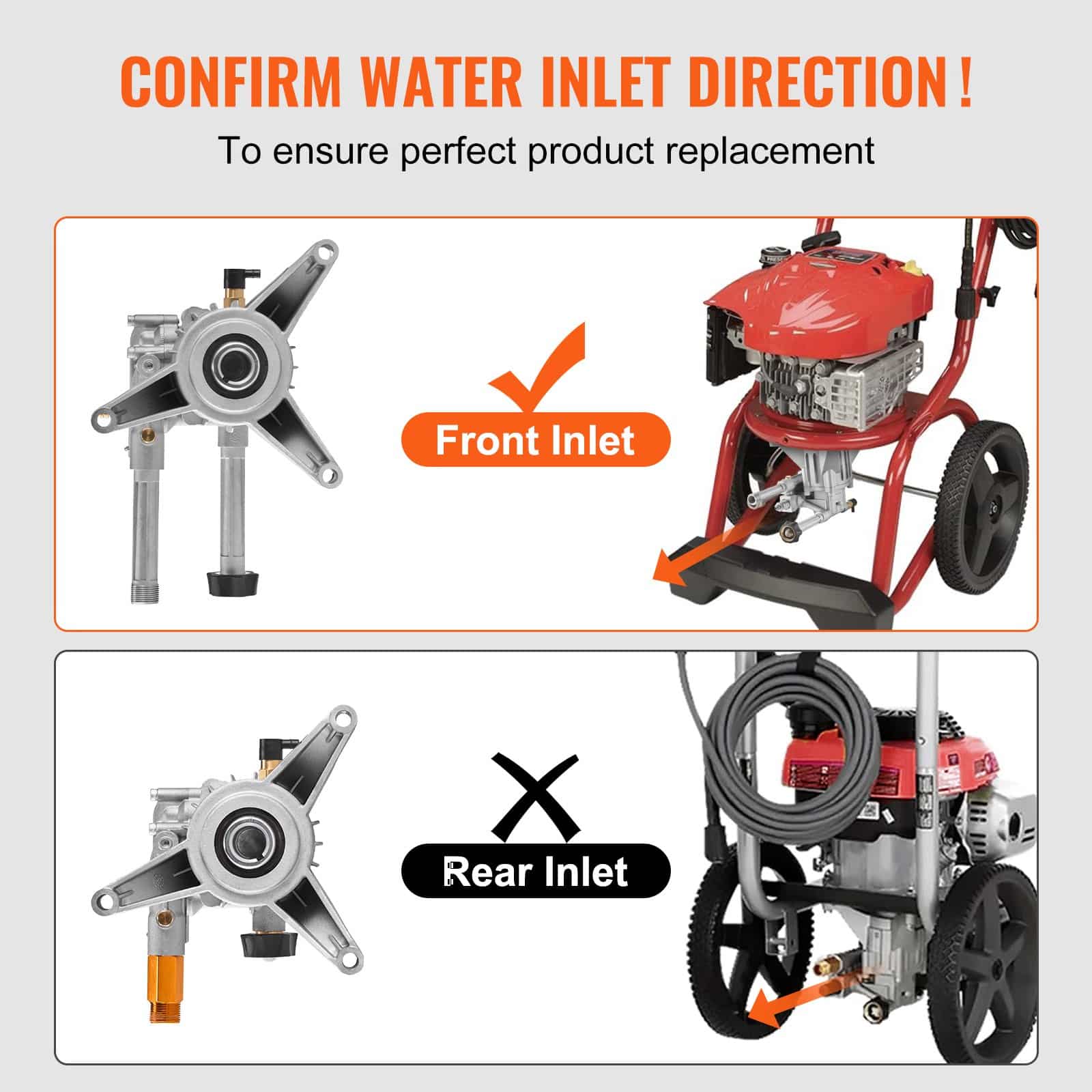 VEVOR 214 Bar Pressure Washer Pump 22mm Shaft, 9.5 L/min, 5 Nozzles, Fits 180-196cc Engines, Replacement Kit for Power Washers — изображение 3