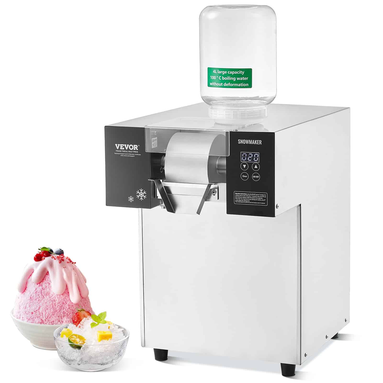 VEVOR Commercial Snowflake Ice Maker, 175 kg/24h, roostevabast terasest, vedelikjahutusega, mitmekujuline jää, kohvikute ja kaupluste jaoks