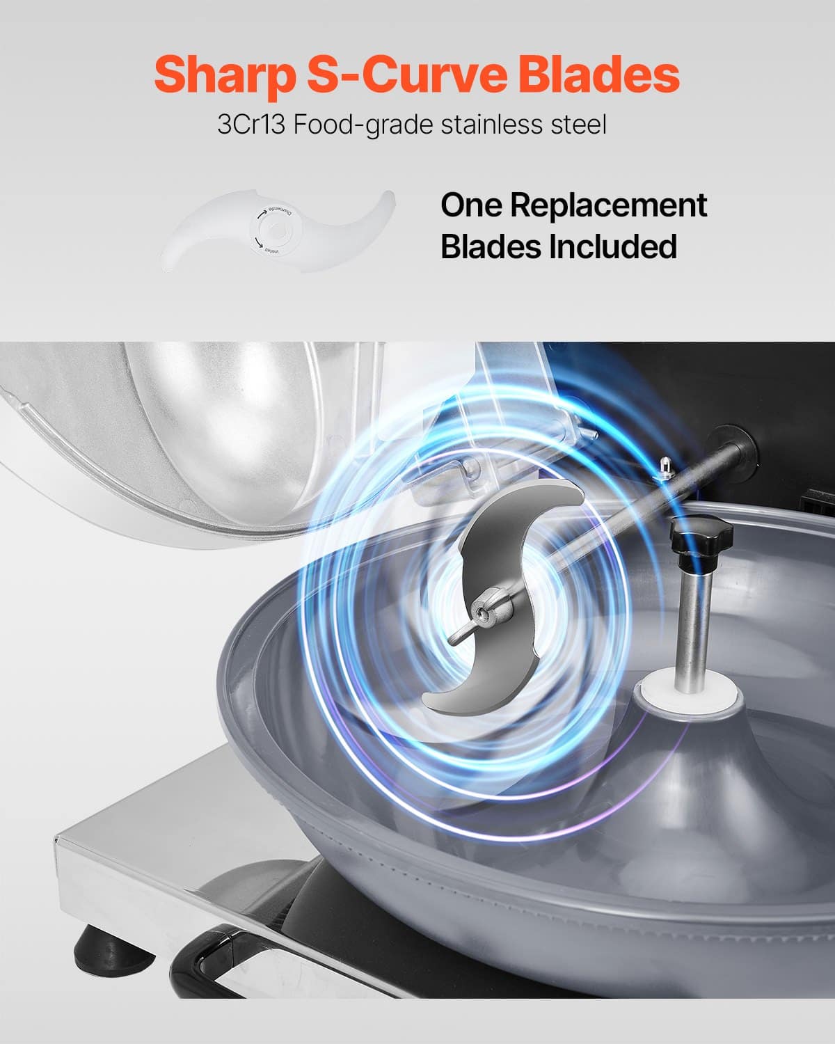 VEVOR 250W Stainless Steel Food Processor & Chopper – 3000 RPM, S-Curve Blade, Large Capacity, Multifunctional for Kitchen Use — изображение 5