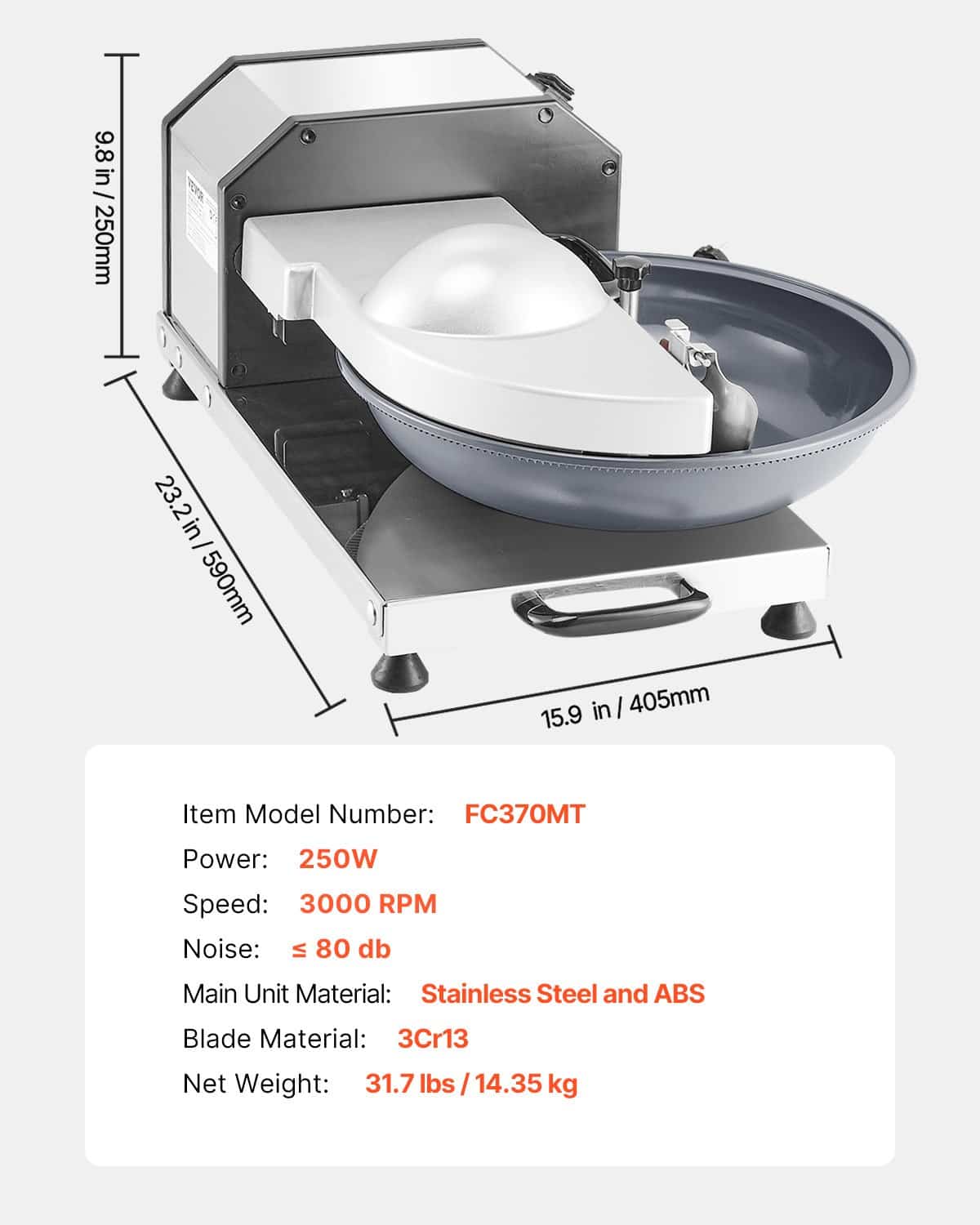 VEVOR 250W Stainless Steel Food Processor & Chopper – 3000 RPM, S-Curve Blade, Large Capacity, Multifunctional for Kitchen Use — изображение 7