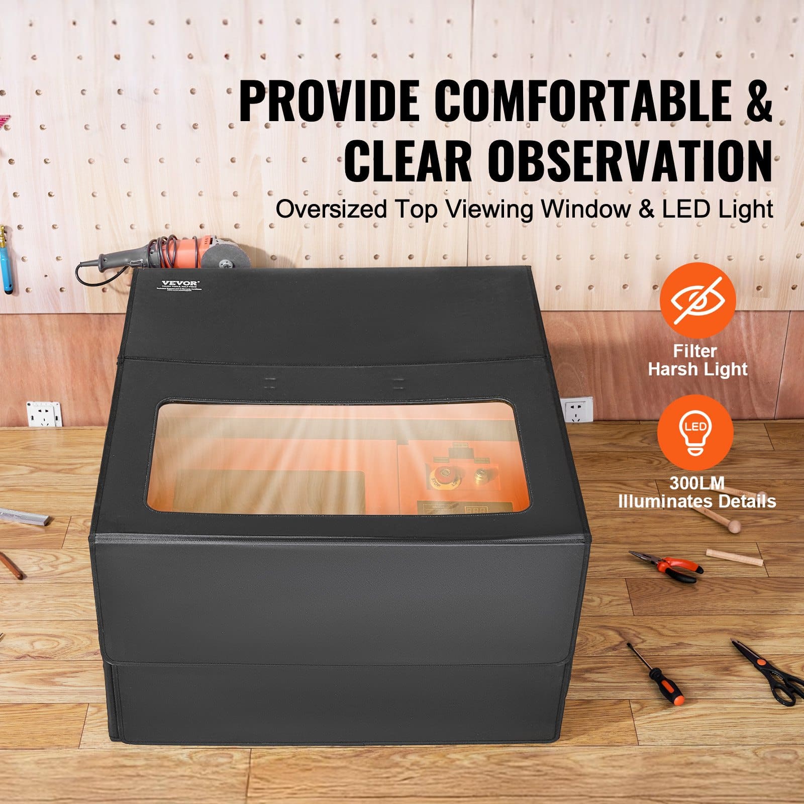VEVOR Laser Engraver Enclosure 800x800x500 mm – Fireproof Cover with Exhaust Fan, Smoke & Noise Insulation, Eye Protection — attēls 4