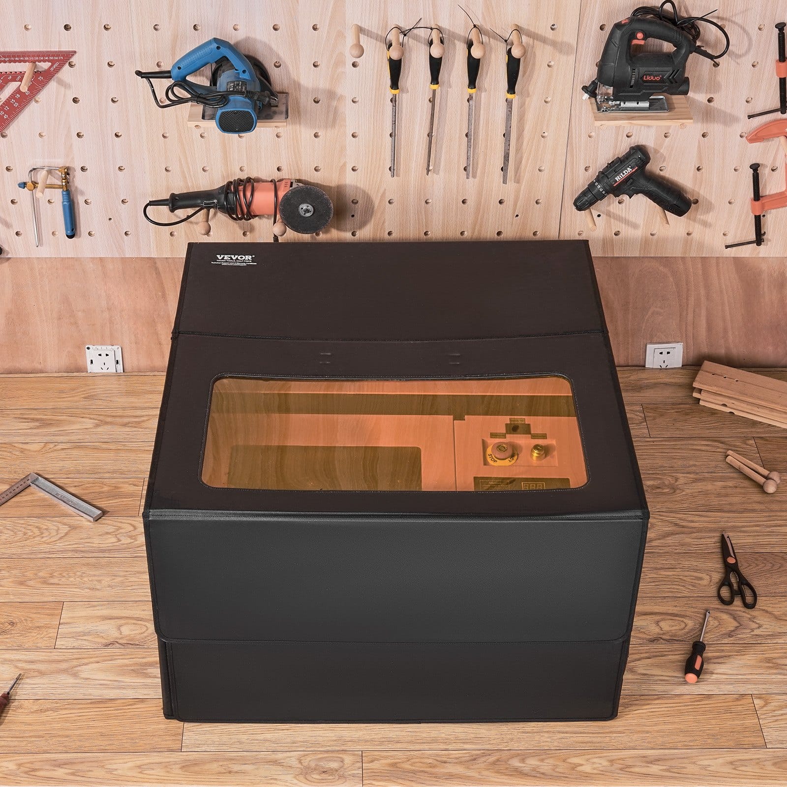 VEVOR Laser Engraver Enclosure 800x800x500 mm – Fireproof Cover with Exhaust Fan, Smoke & Noise Insulation, Eye Protection — attēls 8