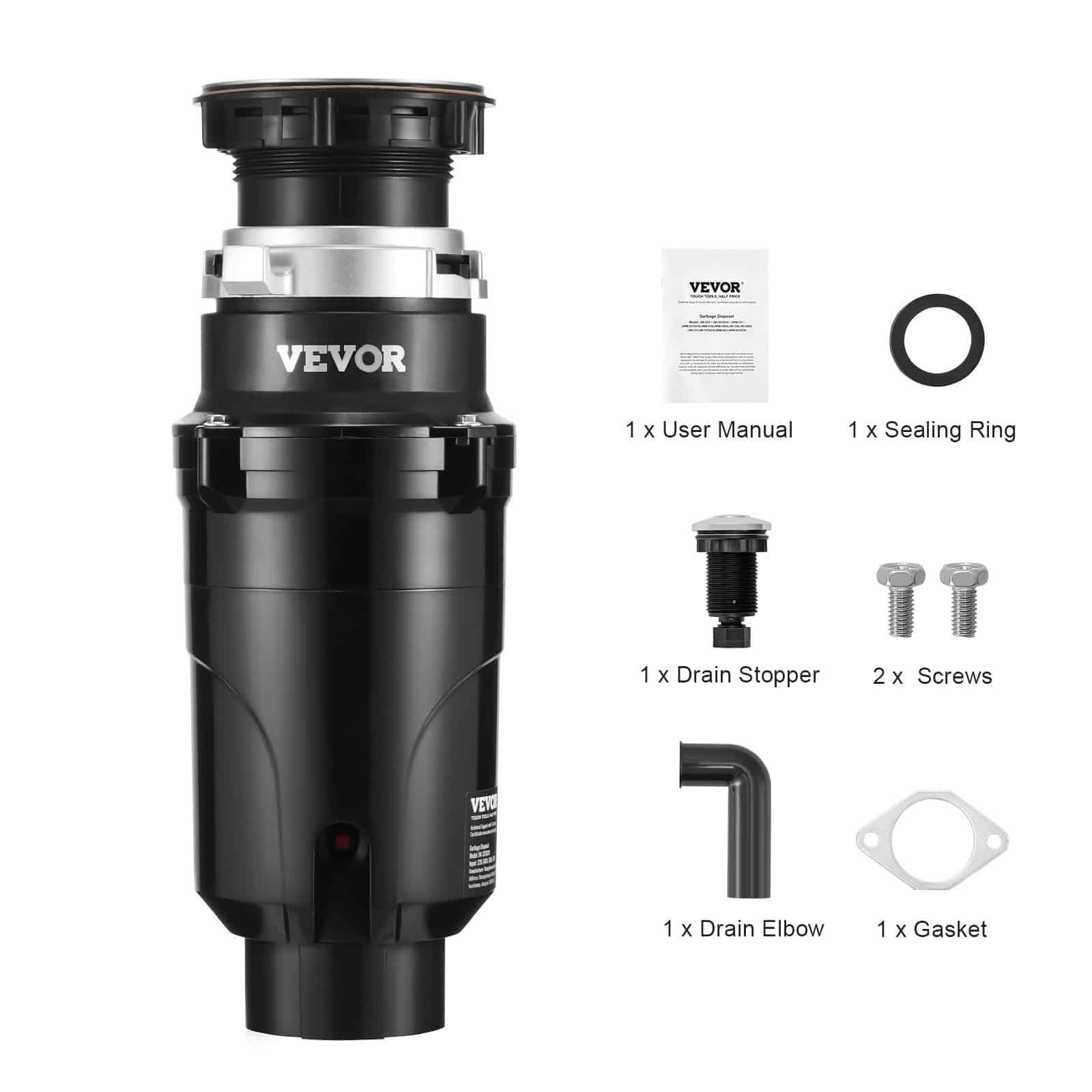 VEVOR 370W Garbage Disposal with 3820 RPM Continuous Feed, Quiet Operation, Stainless Steel Grinder, Easy Install — Attēls 9