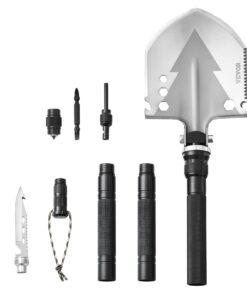 VEVOR 11-в-1 Складная Лопата для Выживания – Тактический Многофункциональный Инструмент из Нержавеющей Стали для Кемпинга и Походов