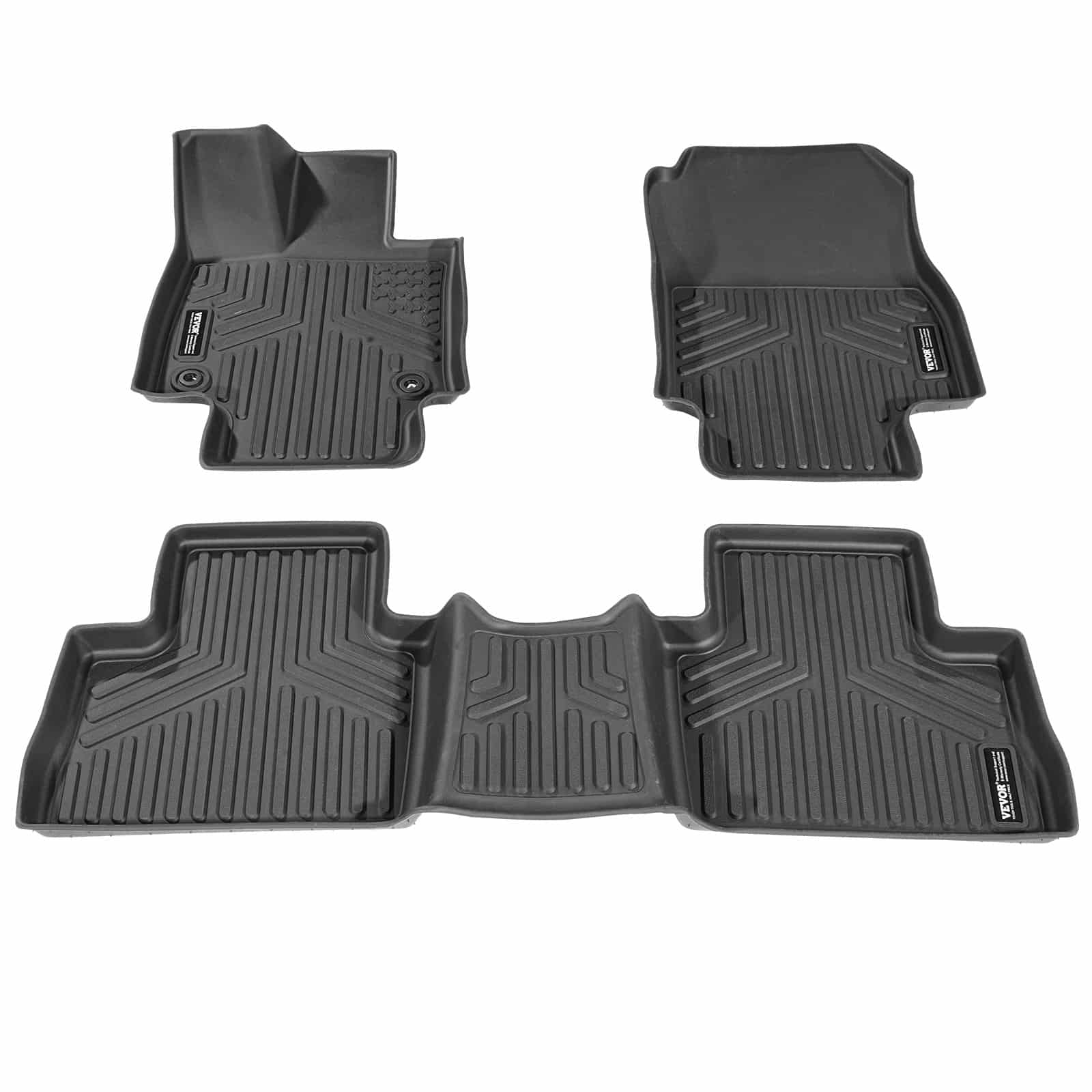 VEVOR TPE Floor Mats for Toyota RAV4 2019–2024 (Excl. Hybrid/Prime), 3 pcs Front & Rear, All-Weather, Custom Fit, Black — изображение 12