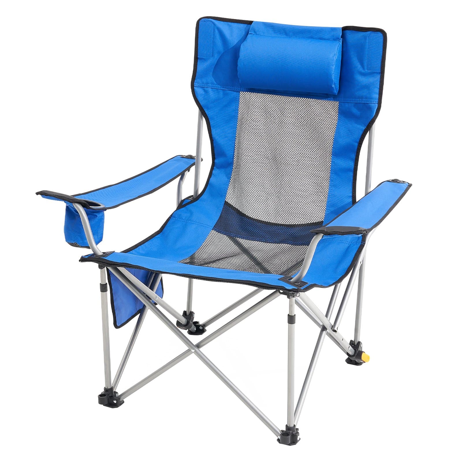 VEVOR Reclining Folding Camping Chair with Footrest, 150 kg Capacity, 4-Position Adjustable, Cup Holder & Headrest