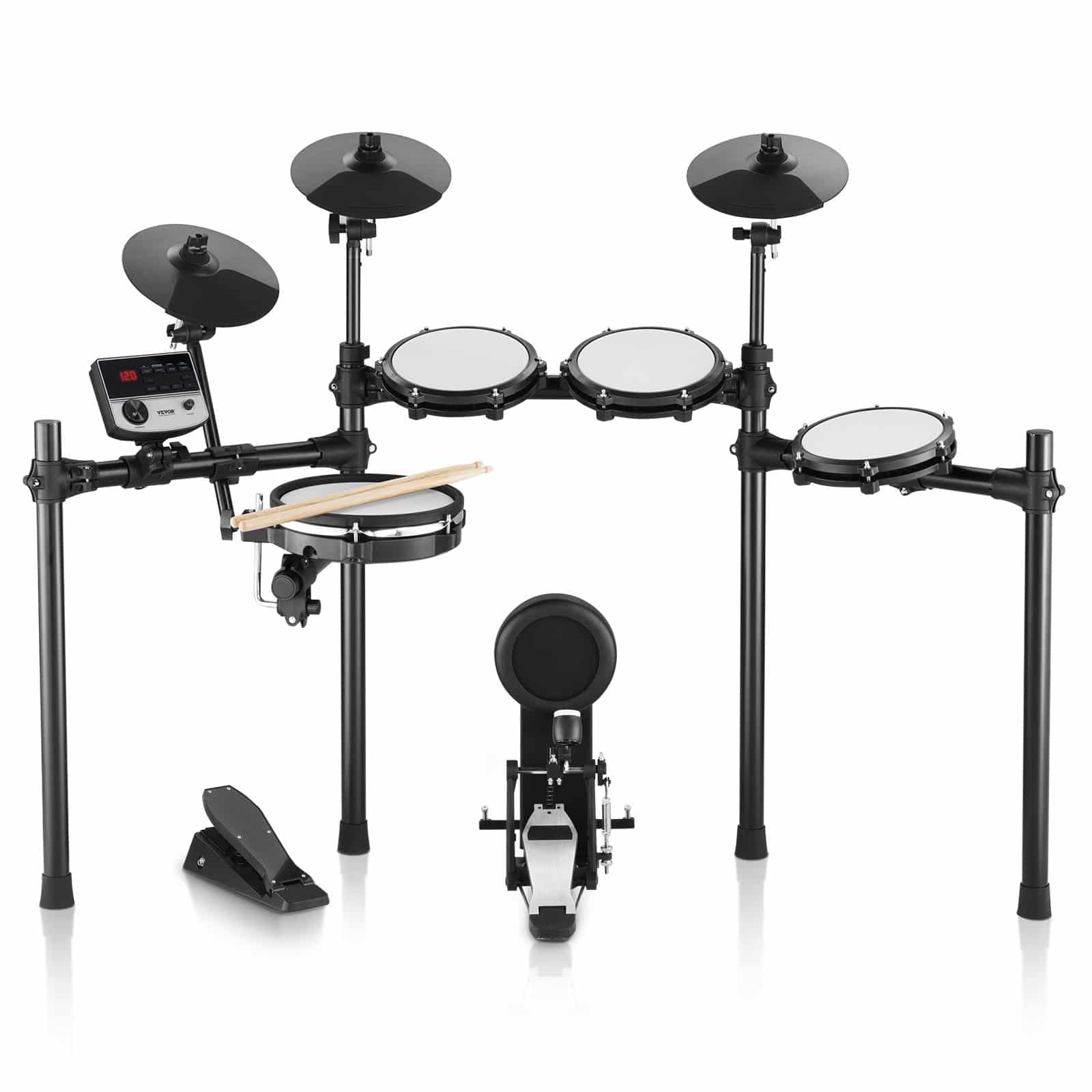 VEVOR Electronic Drum Kit with 32 Kits, 480 Sounds, 10in Mesh Snare, USB MIDI, Pedals & Sticks – Beginner Drum Set