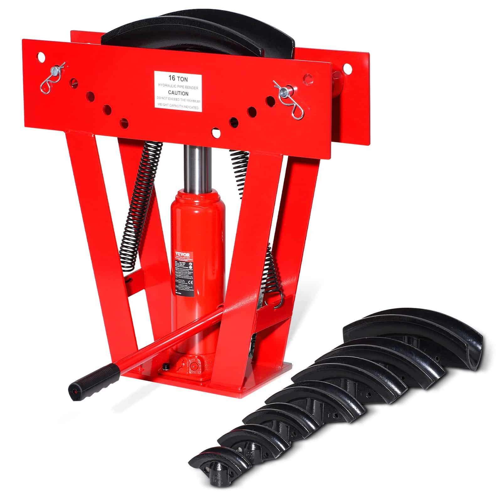 VEVOR 16 Ton Manual Hydraulic Pipe Bender with 8 Dies (13–76 mm), 90–180° Adjustable, Heavy-Duty Steel Tube Bending Tool