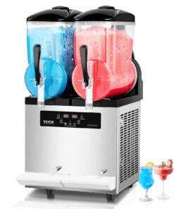 VEVOR Commercial Slushy Machine 2x12L, Stainless Steel Frozen Drink Maker for Smoothies, Juices, Margaritas, Cafes & Bars