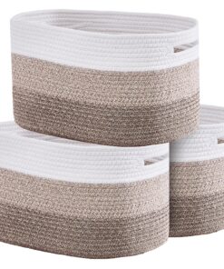 VEVOR Набор из 3 плетеных корзин 22 л, 380x250x225 мм, складные хлопковые органайзеры с ручками для дома