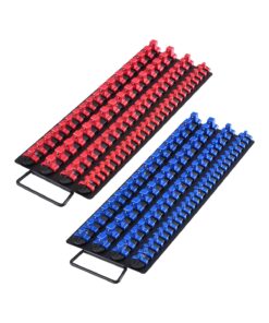 VEVOR Portable Socket Organizer Set, 2PCS with Handle, Holds 160 Metric & SAE Sockets, 6.35mm, 9.5mm, 12.7mm, Steel Base