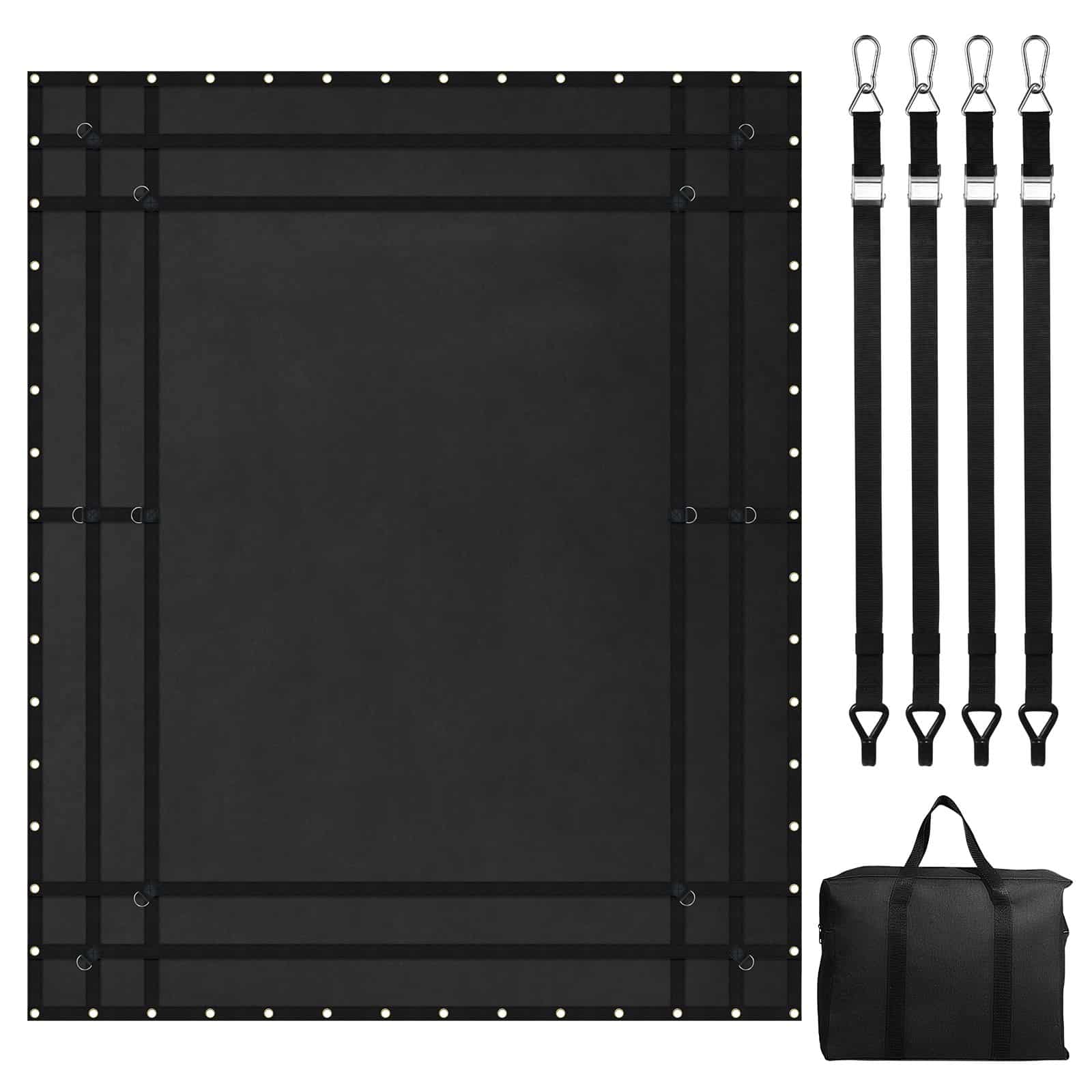 VEVOR sunkiasvorių sunkvežimių krovinių tinklas 305x267cm su reguliuojamais dirželiais ir kabliukais, 318kg apkrova, atsparus oro sąlygoms pikapui, visureigis, valtis