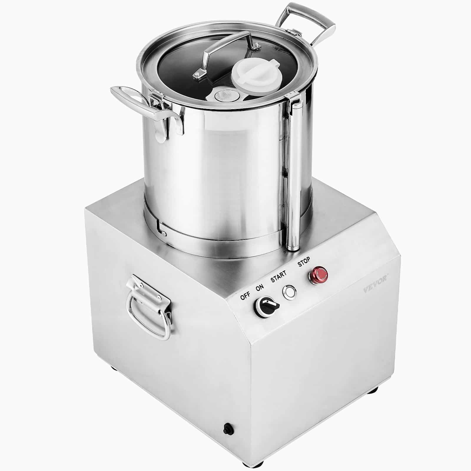 VEVOR 10L Commercial Food Processor & Vegetable Chopper, 1100W Stainless Steel with 2 S-Curve Blades, for Vegetables & Fruits - Зображення 10