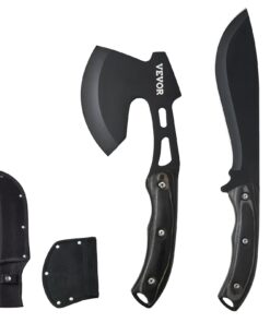 VEVOR Outdoor Survival Knife & Hatchet Set – 33cm Fixed Blade Knife & Camping Axe with Sheath, Stainless Steel, for Hiking & Camping