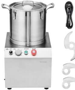 VEVOR 15L Commercial Food Processor & Vegetable Chopper, 1400W Stainless Steel with 2 S-Curve Blades for Fruit & Veg Prep