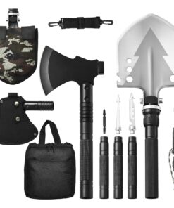 VEVOR 16-in-1 Stainless Steel Survival Shovel & Axe Set – Multifunctional Tactical Camping Tool Kit for Hiking & Outdoors