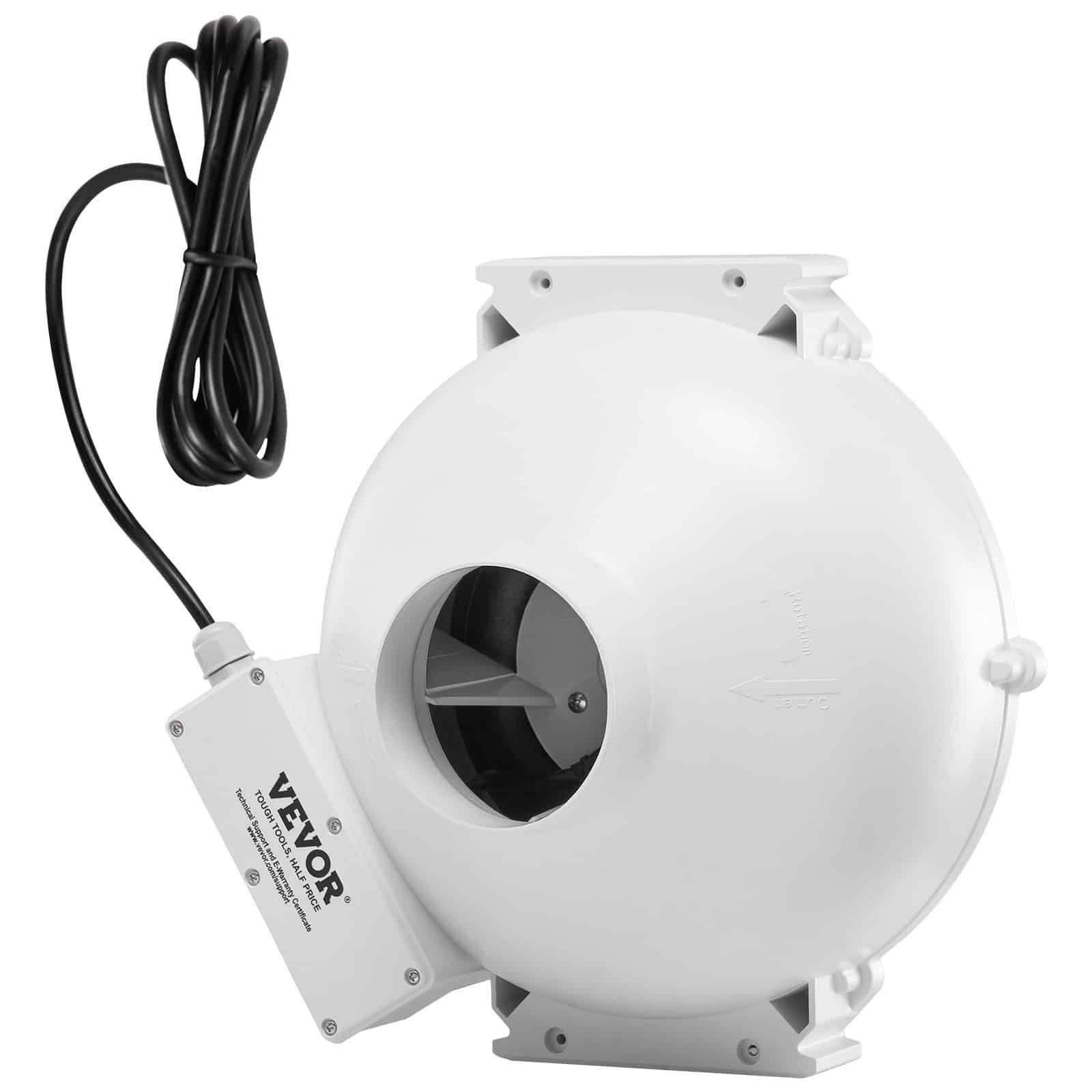 VEVOR Radon Mitigation Fan Kit 4 to 8.9 cm, 260 CFM Quiet Inline Duct Fan with Pressure Gauge, Waterproof for Indoor/Outdoor Use — изображение 10