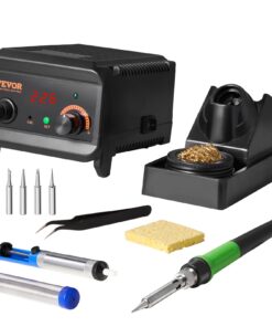 VEVOR 75Вт цифровая паяльная станция с LCD, контроль температуры 50–500°C, автосон, 5 жал, припой, пинцет