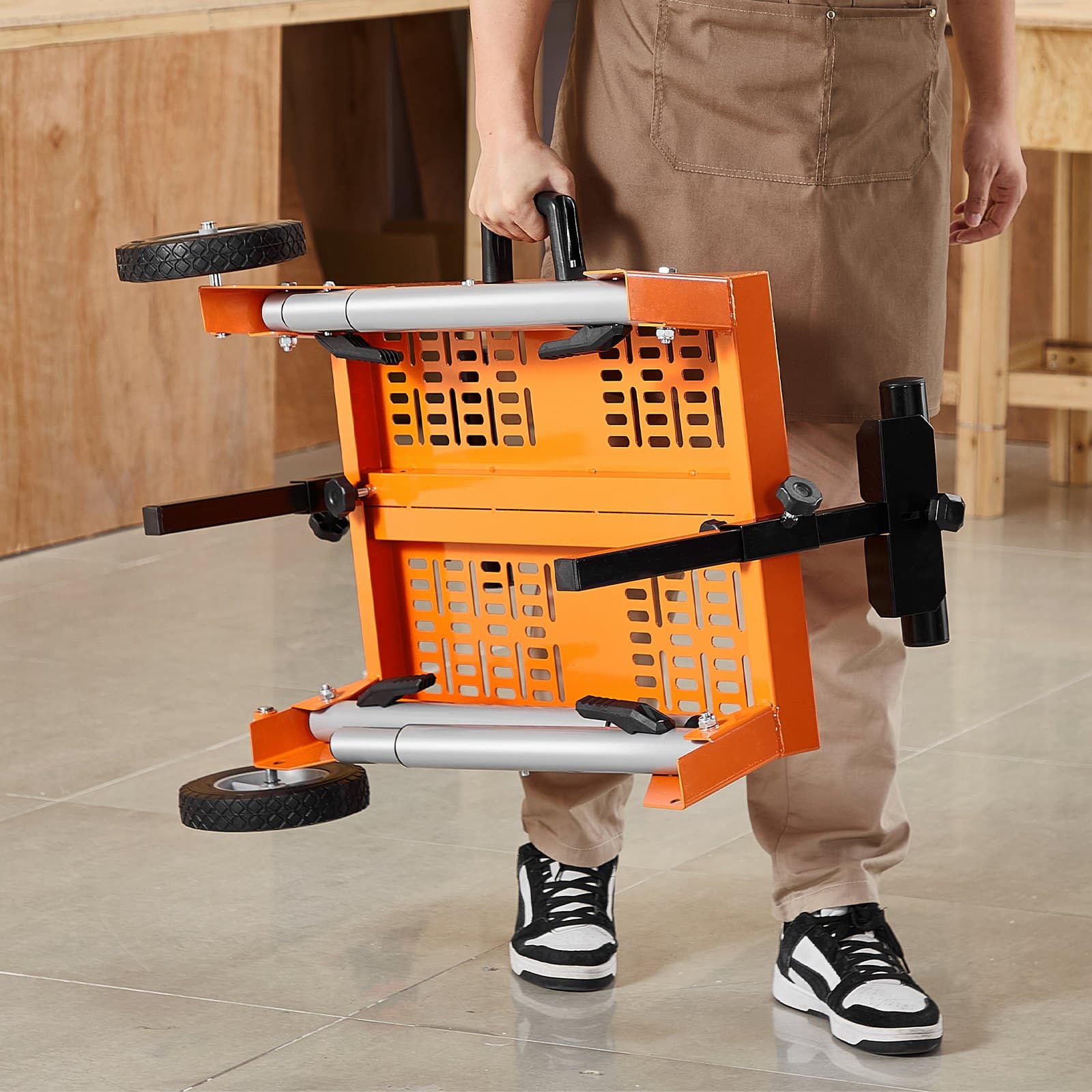 VEVOR Rolling Miter Saw Stand with Tabletop, Adjustable Height 68–83.5 cm, Foldable Steel Frame, 150 kg Load Capacity - Зображення 8