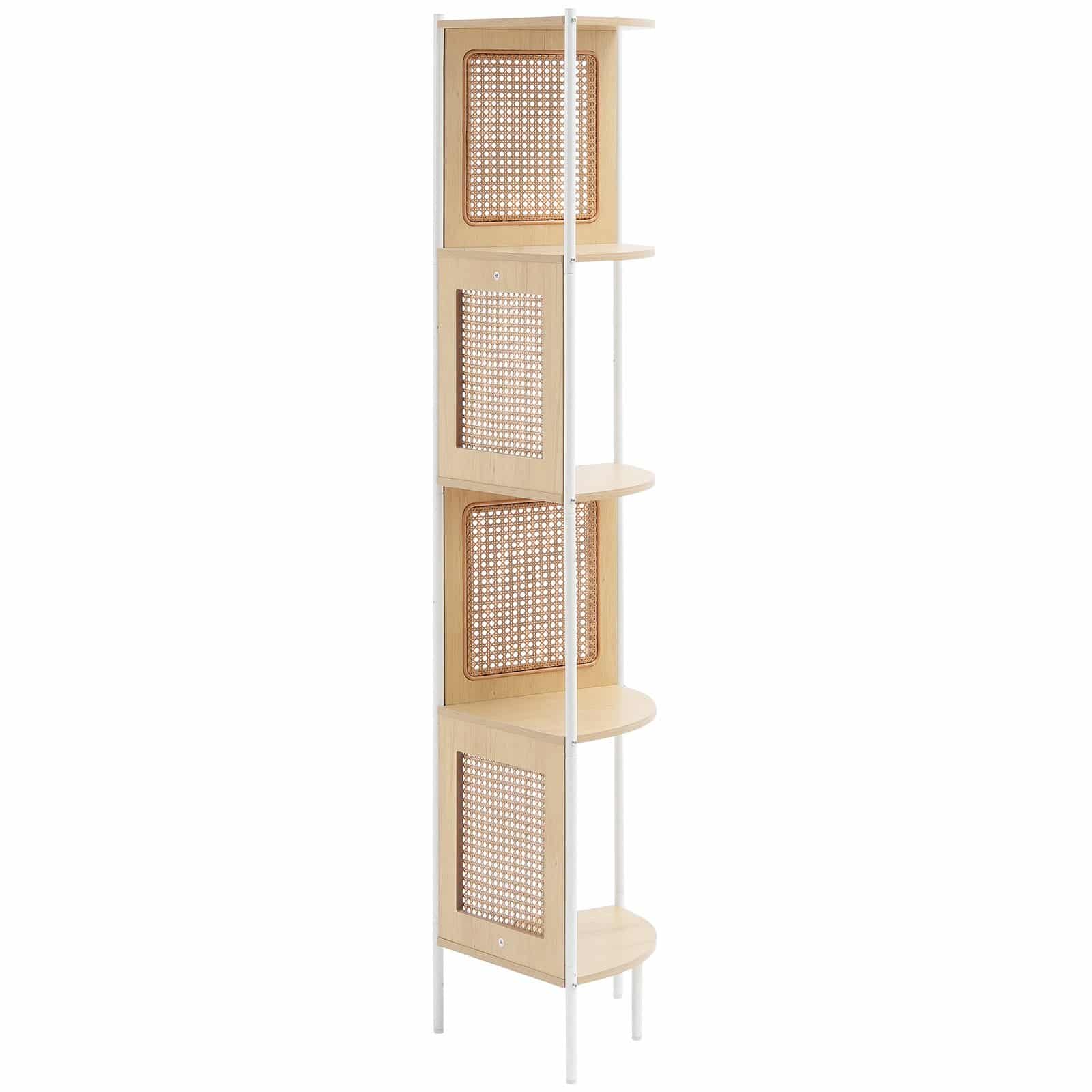 VEVOR 5-Tier Rattan Corner Bookshelf with Metal Frame, Narrow Ladder Shelf for Storage & Display, Natural Finish — изображение 12