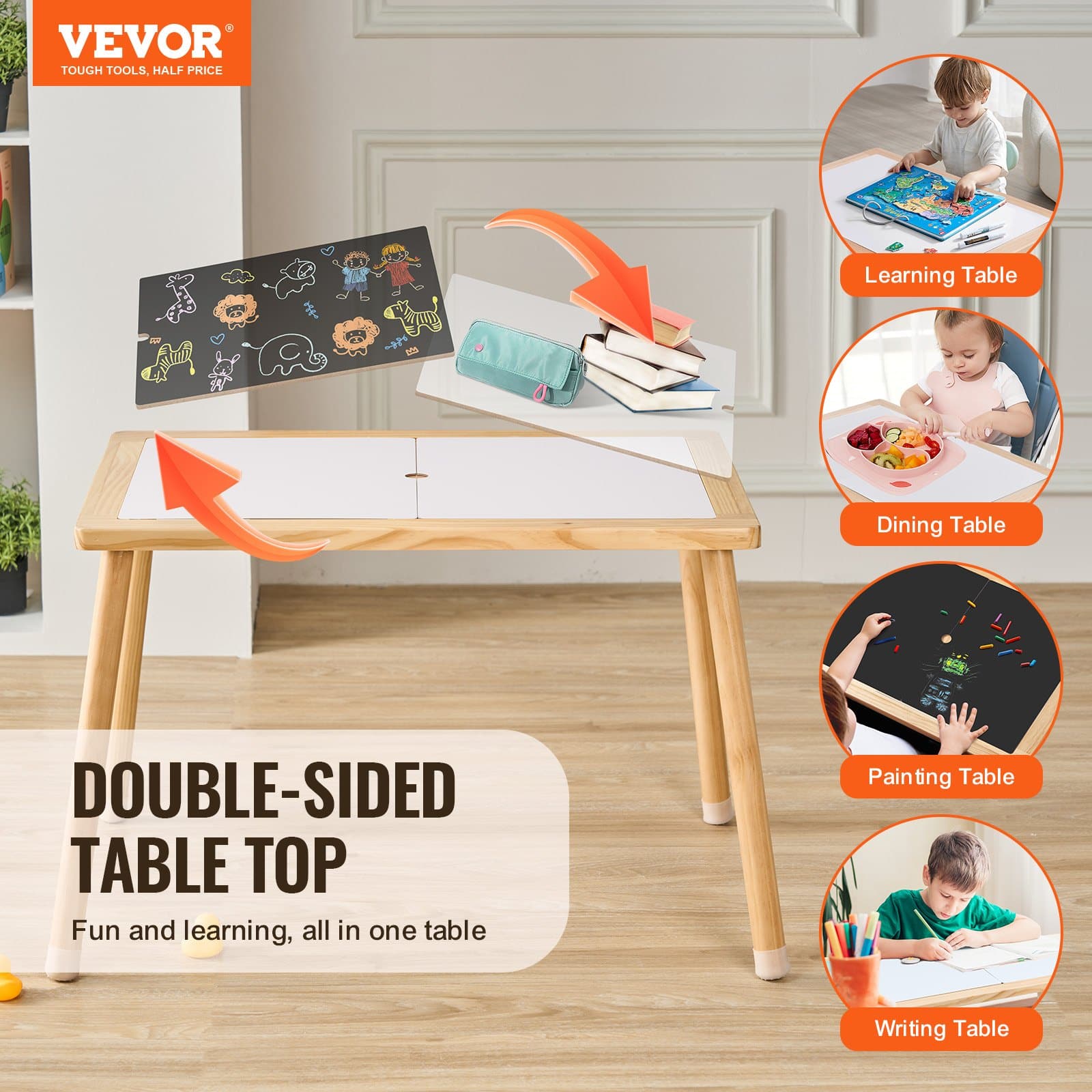 VEVOR Wooden Sensory Table for Toddlers, 81.5x60x50.5 cm, Double-Sided Activity Table for Indoor/Outdoor Play & Learning - Зображення 2