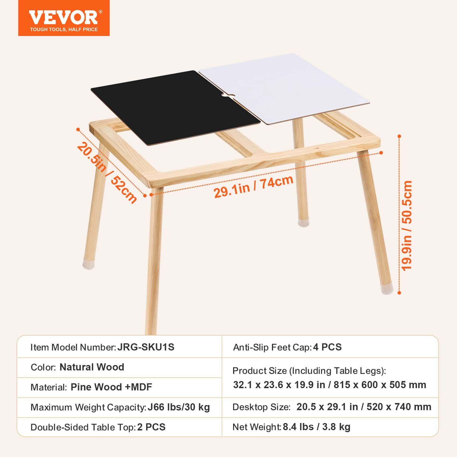 VEVOR Wooden Sensory Table for Toddlers, 81.5x60x50.5 cm, Double-Sided Activity Table for Indoor/Outdoor Play & Learning - Зображення 7