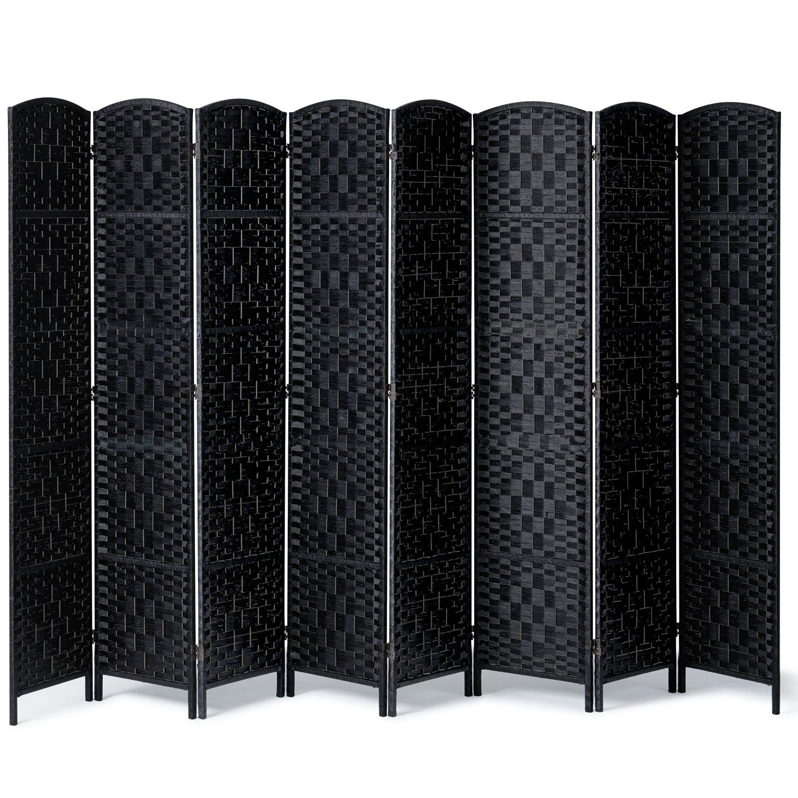 VEVOR 8-Panel Handwoven Rattan Room Divider, Folding Privacy Screen with Hinges, Freestanding Partition, Black - Зображення 11