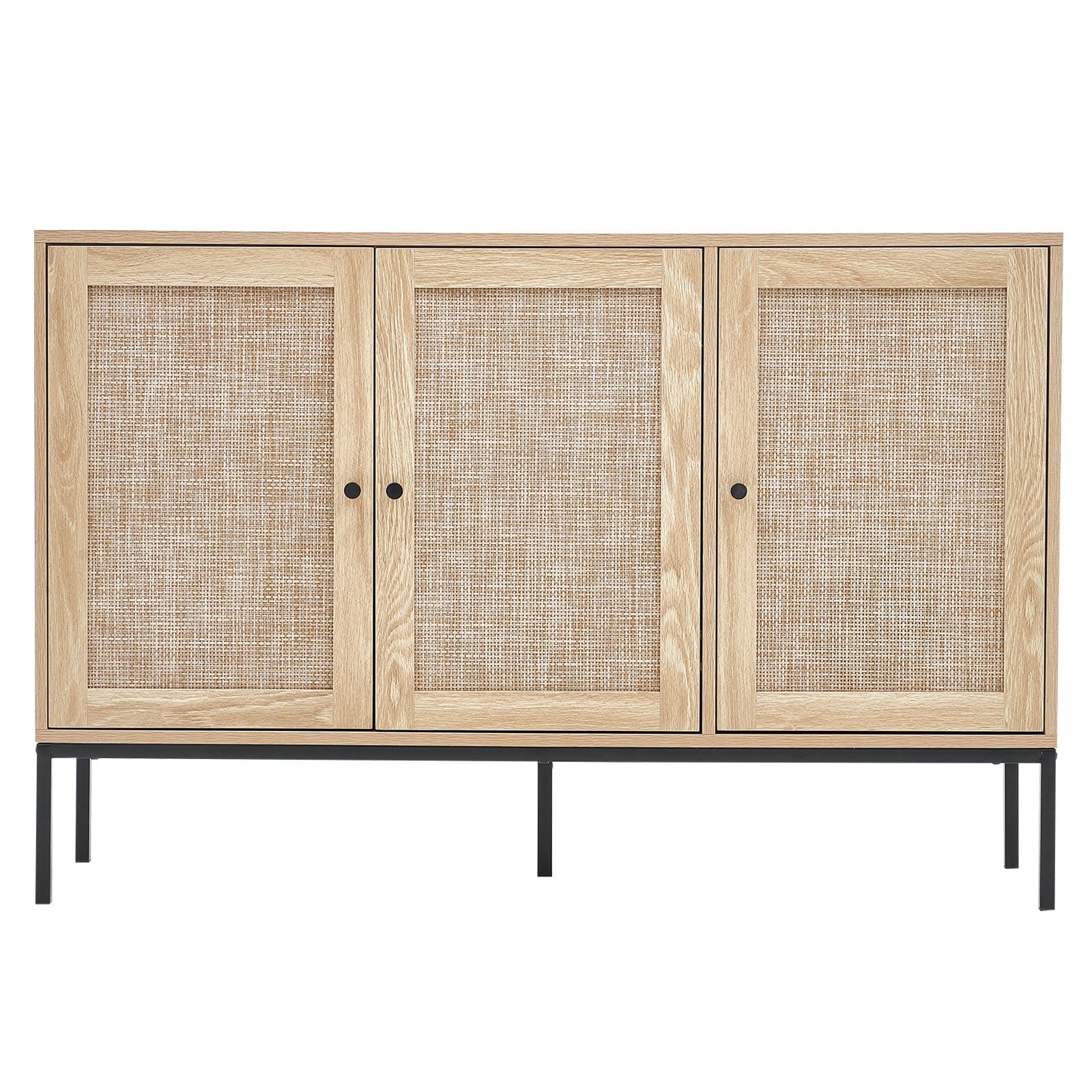 VEVOR Natural Rattan Storage Cabinet with 3 Magnetic Doors, Adjustable Shelves, Sideboard for Kitchen, Living Room, Entryway — изображение 10