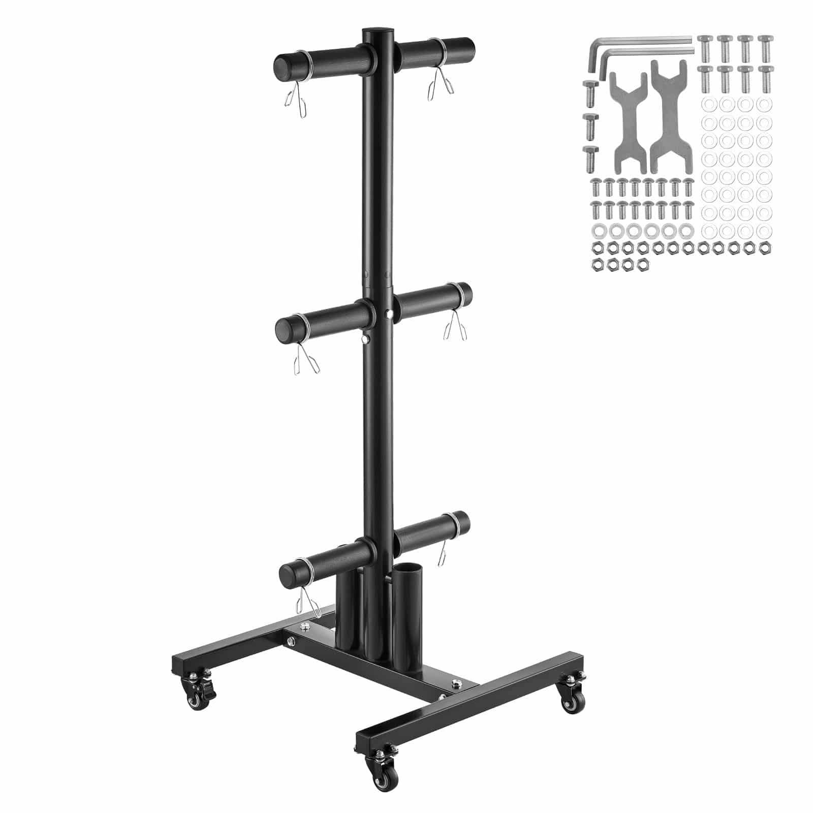 VEVOR Vertical Weight Plate Rack with Wheels, 450 kg Load Capacity, Metal Barbell & Plate Storage Stand for 50 mm Plates