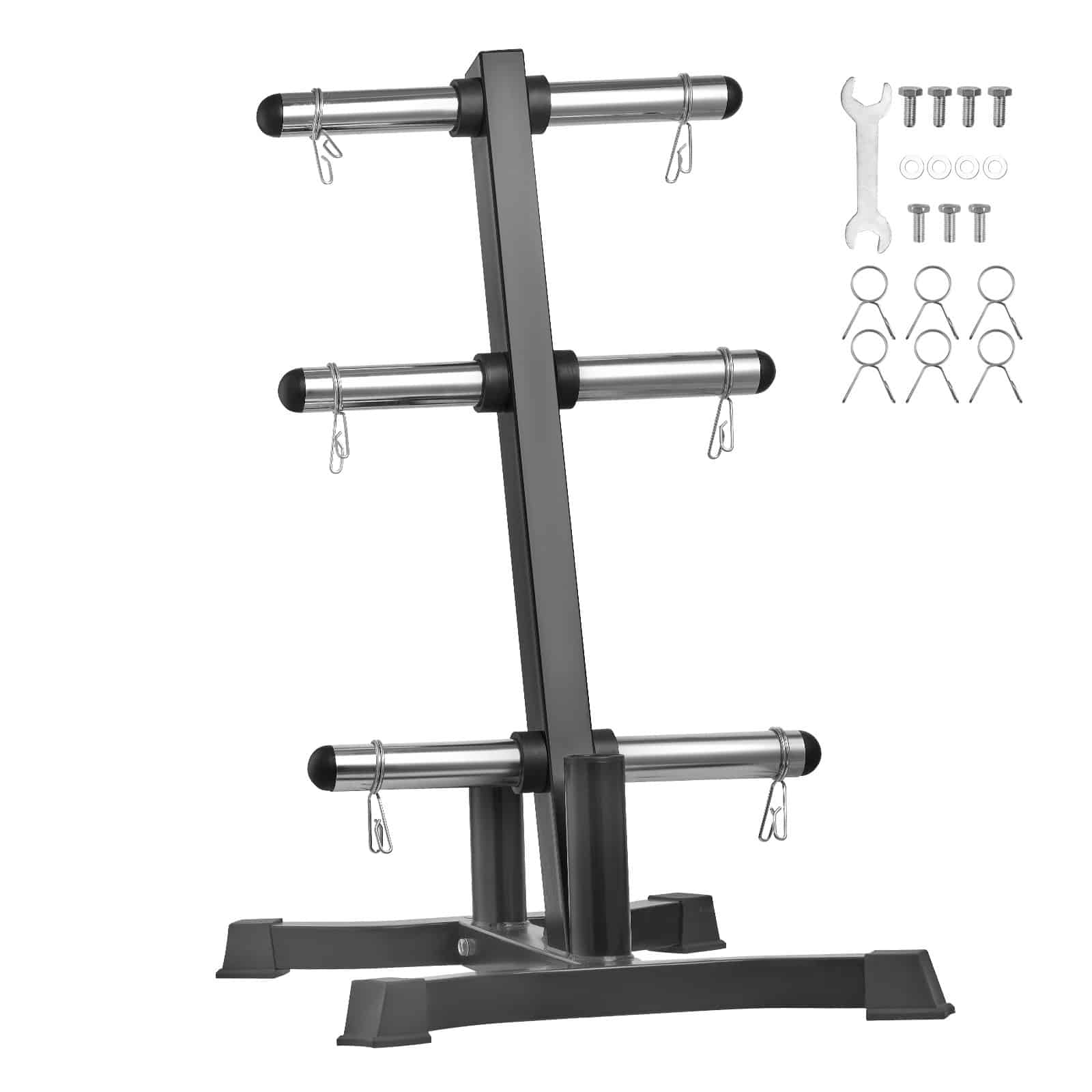 VEVOR L-Frame Weight Plate Rack for 50mm Plates, 450kg Capacity, Barbell & Kettlebell Storage, Home Gym Stand, Black