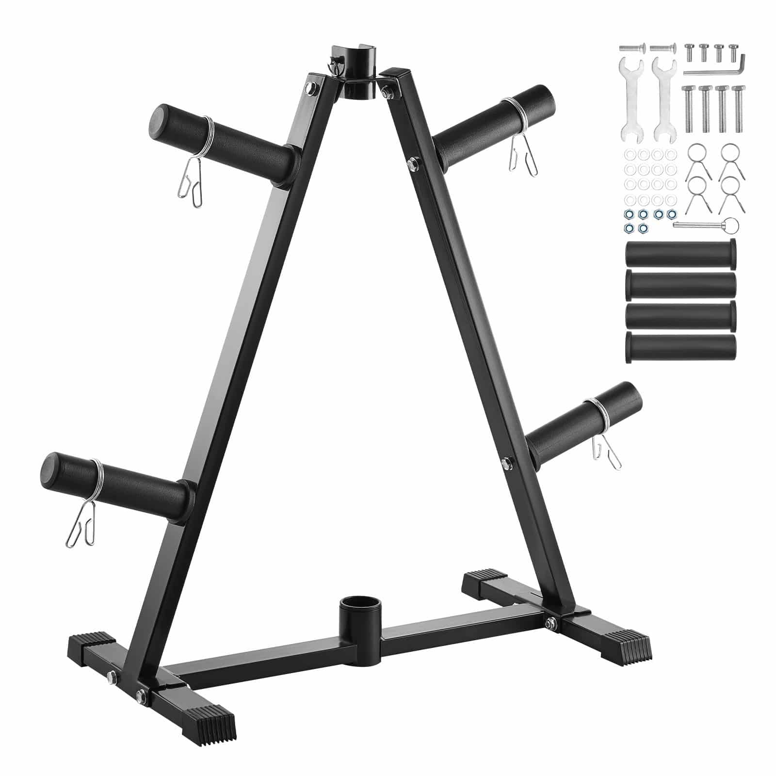 VEVOR A-Frame Weight Plate Rack for 50mm Plates, 136kg Capacity, Barbell & Kettlebell Storage, Home Gym Stand, Black