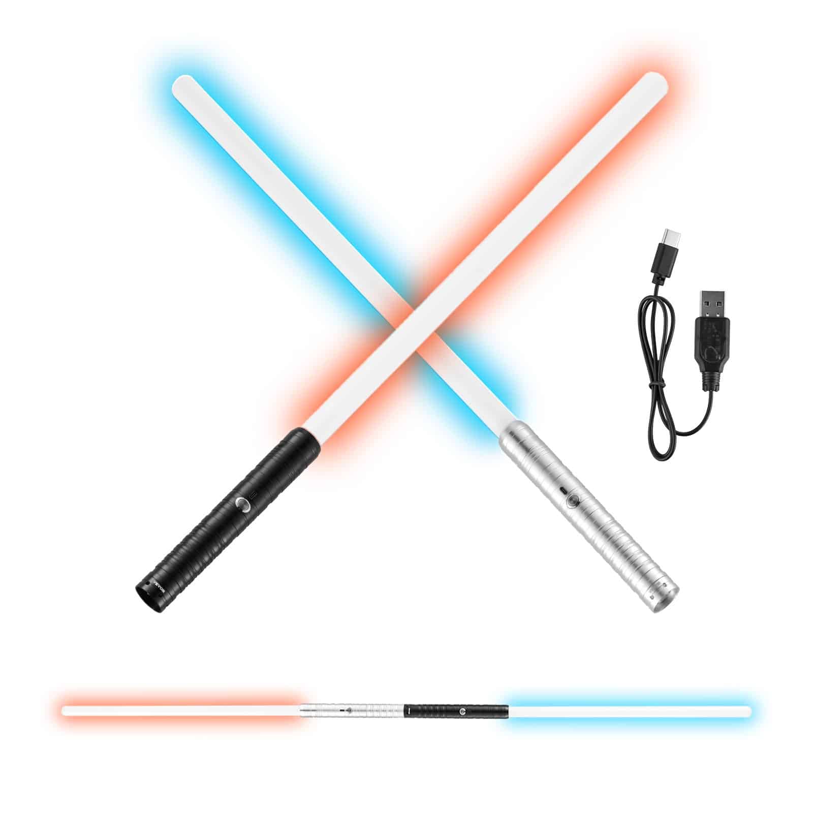 VEVOR 2-Pack 79cm RGB легкі мечі зі звуковими ефектами, акумуляторна іграшка для дітей та дорослих, косплей, Хеллоуїн, день народження