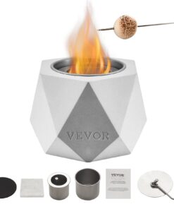 VEVOR Міні настільний камін, портативний бетонний етаноловий камін, декор для дому й вулиці, пальник 0,17 л, світло-сірий