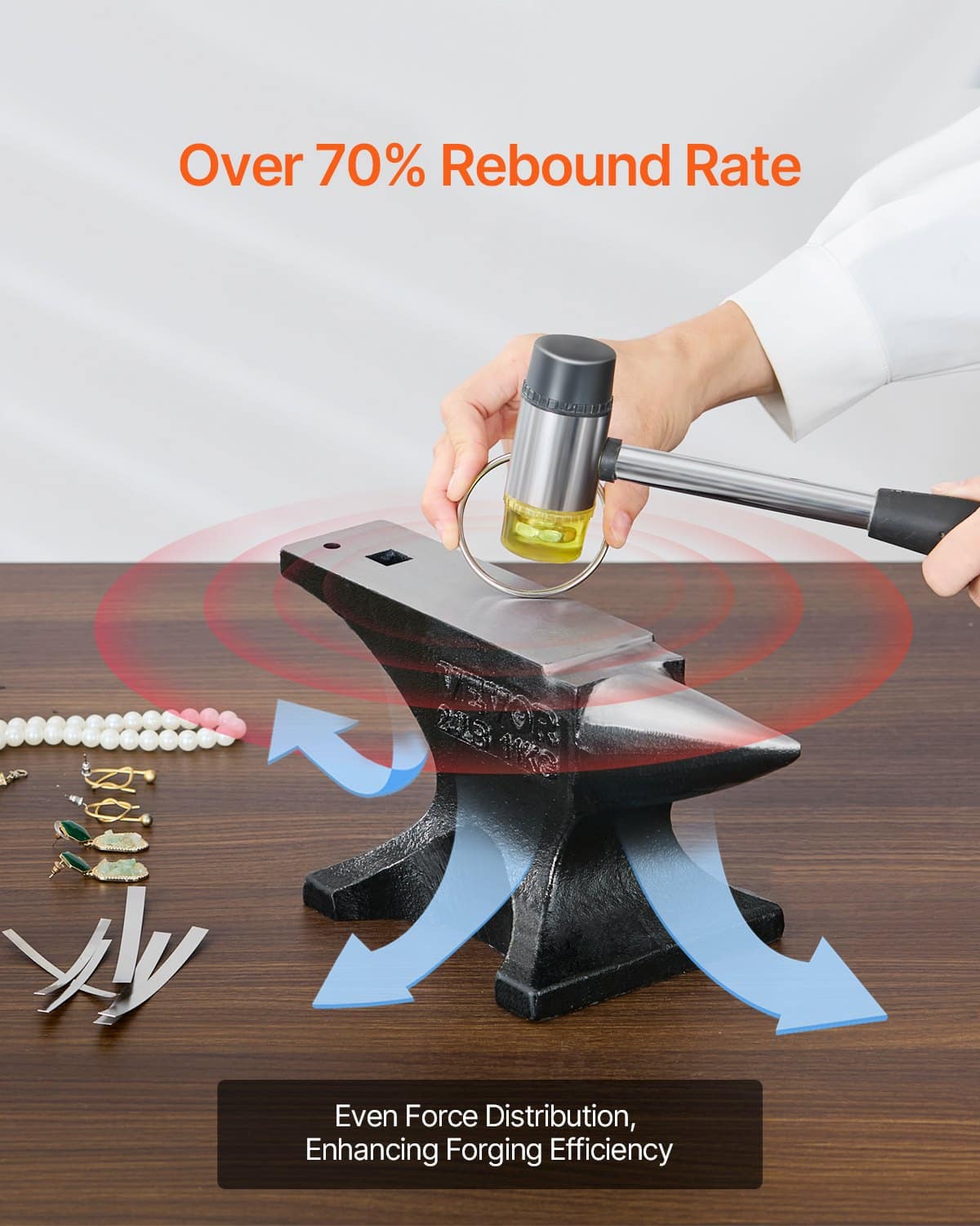 VEVOR 11.3kg Single Horn Cast Steel Anvil with Round Horn & Stable Base, 312x64mm Surface, for Blacksmithing & Metalworking — изображение 3